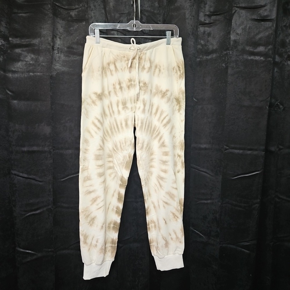 NWT STORIA Tie Dye Jogger Sweatpants Sz Large Athileisure Boho Tan Peasant